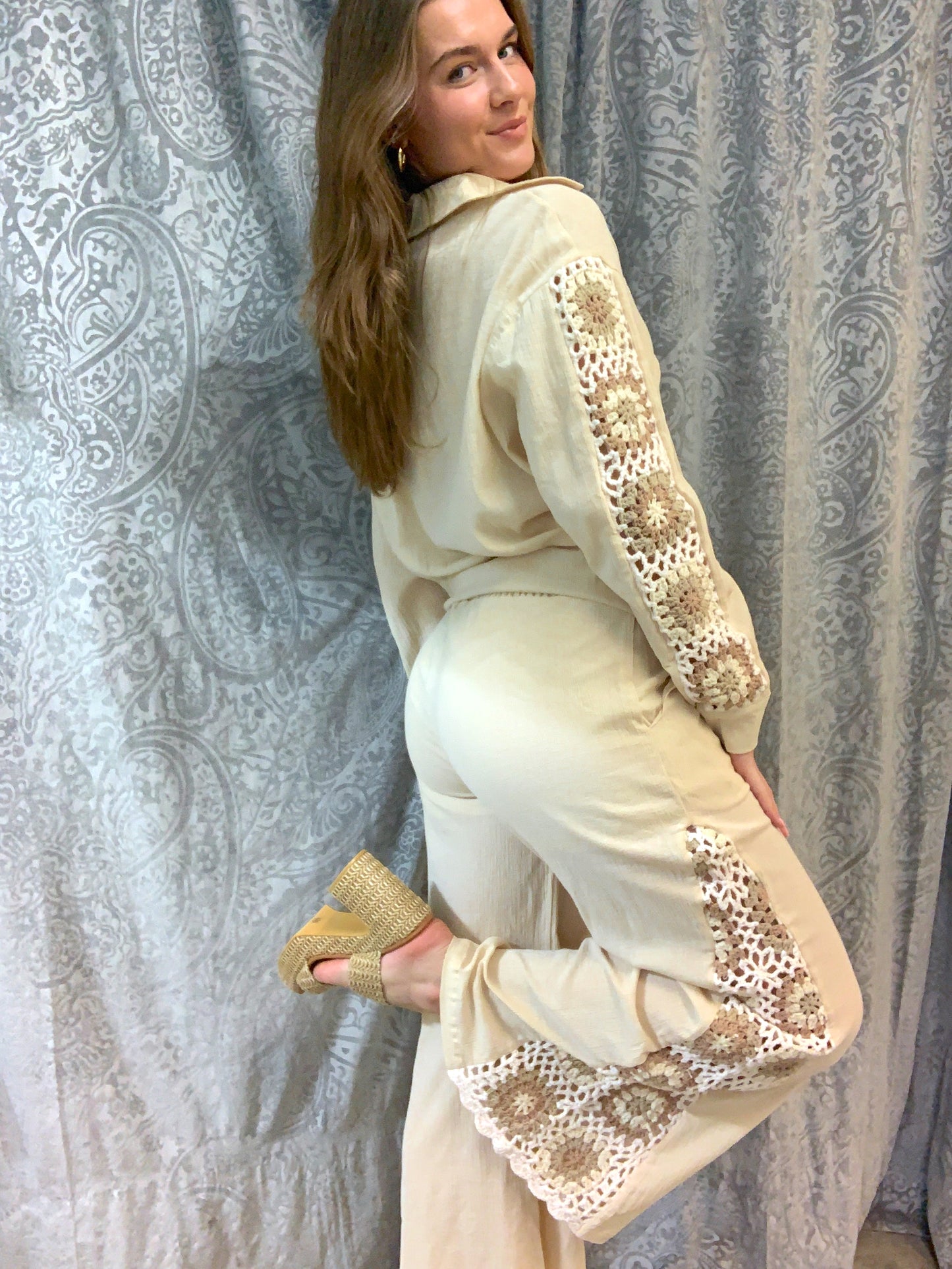 Tan Crochet Pant
