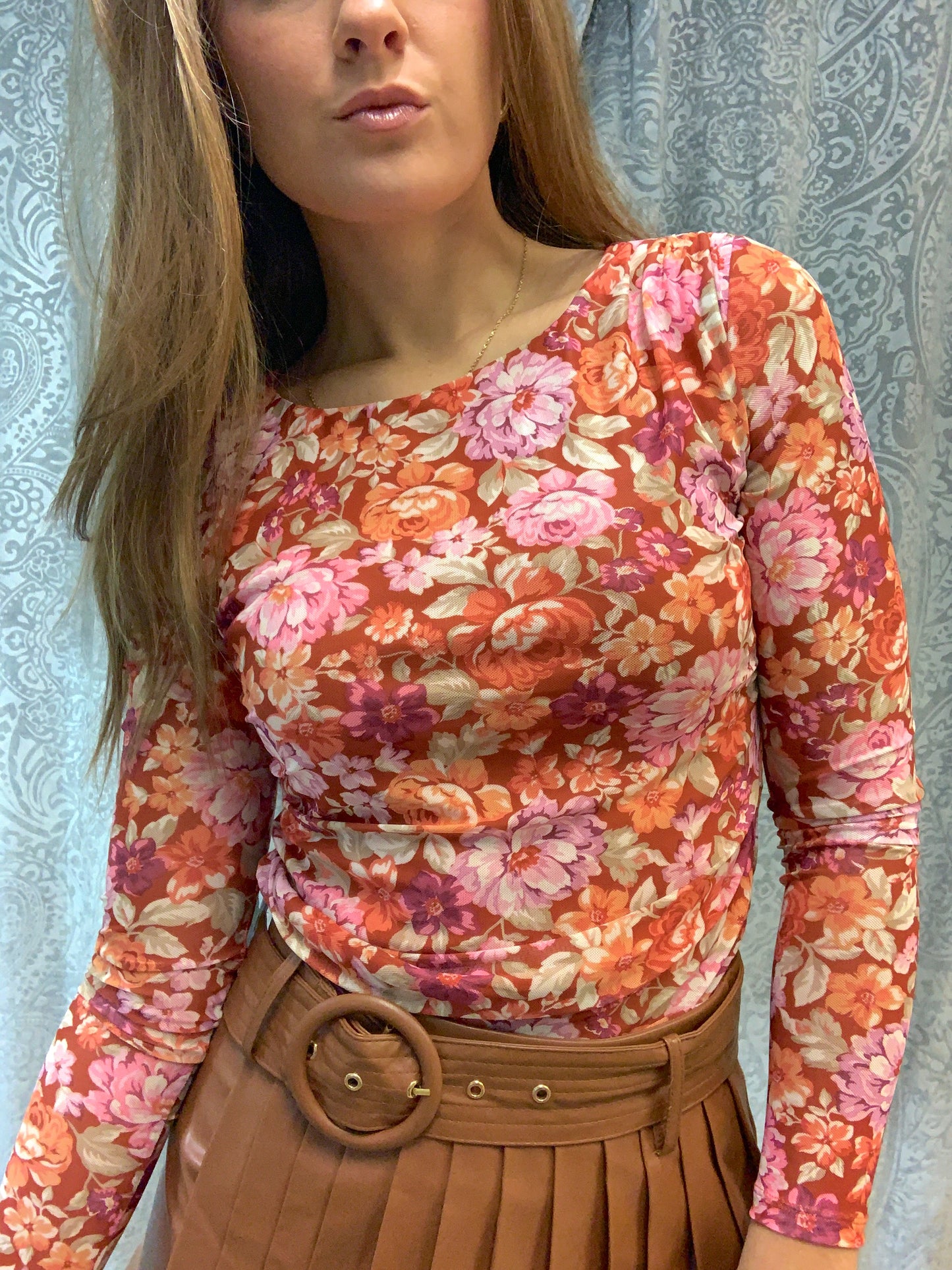 Rust Floral Top