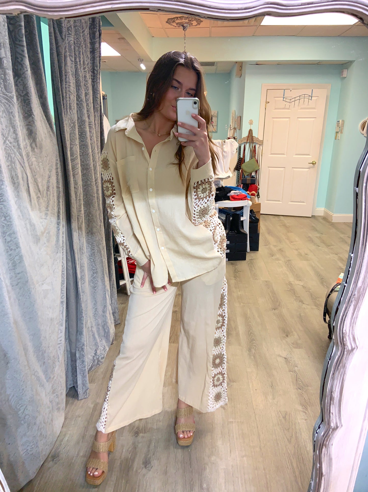 Tan Crochet Pant