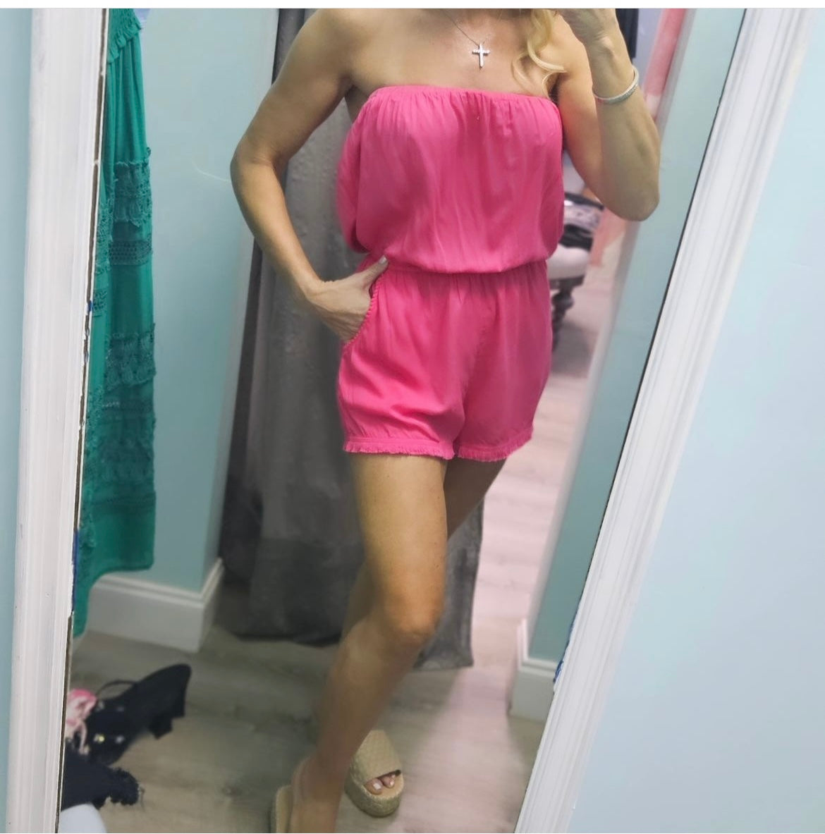 Hot Pink Romper Strapless