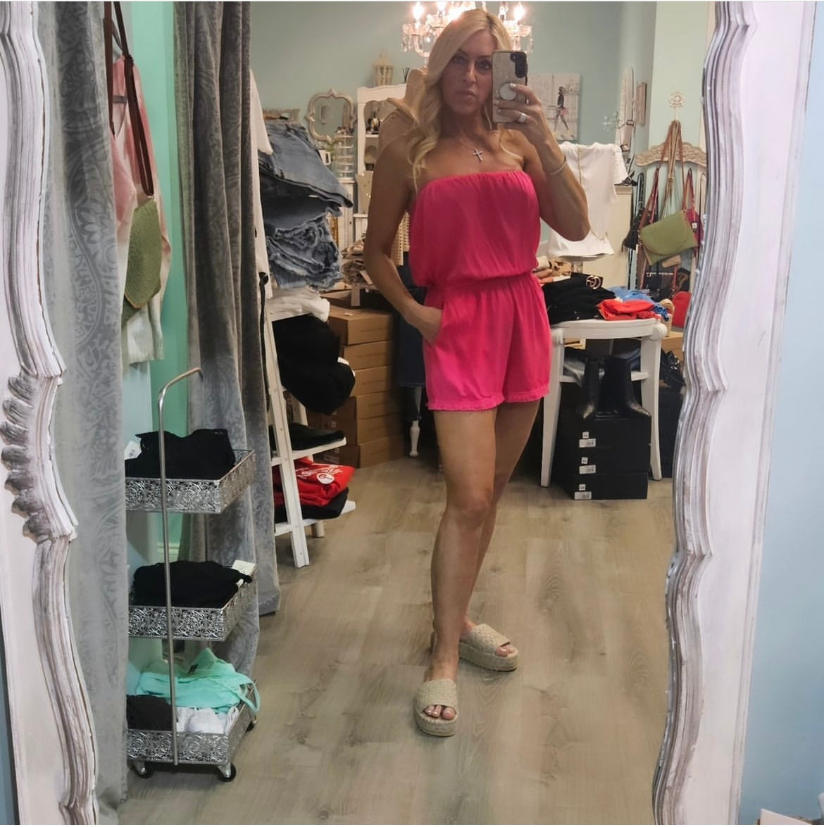 Hot Pink Romper Strapless