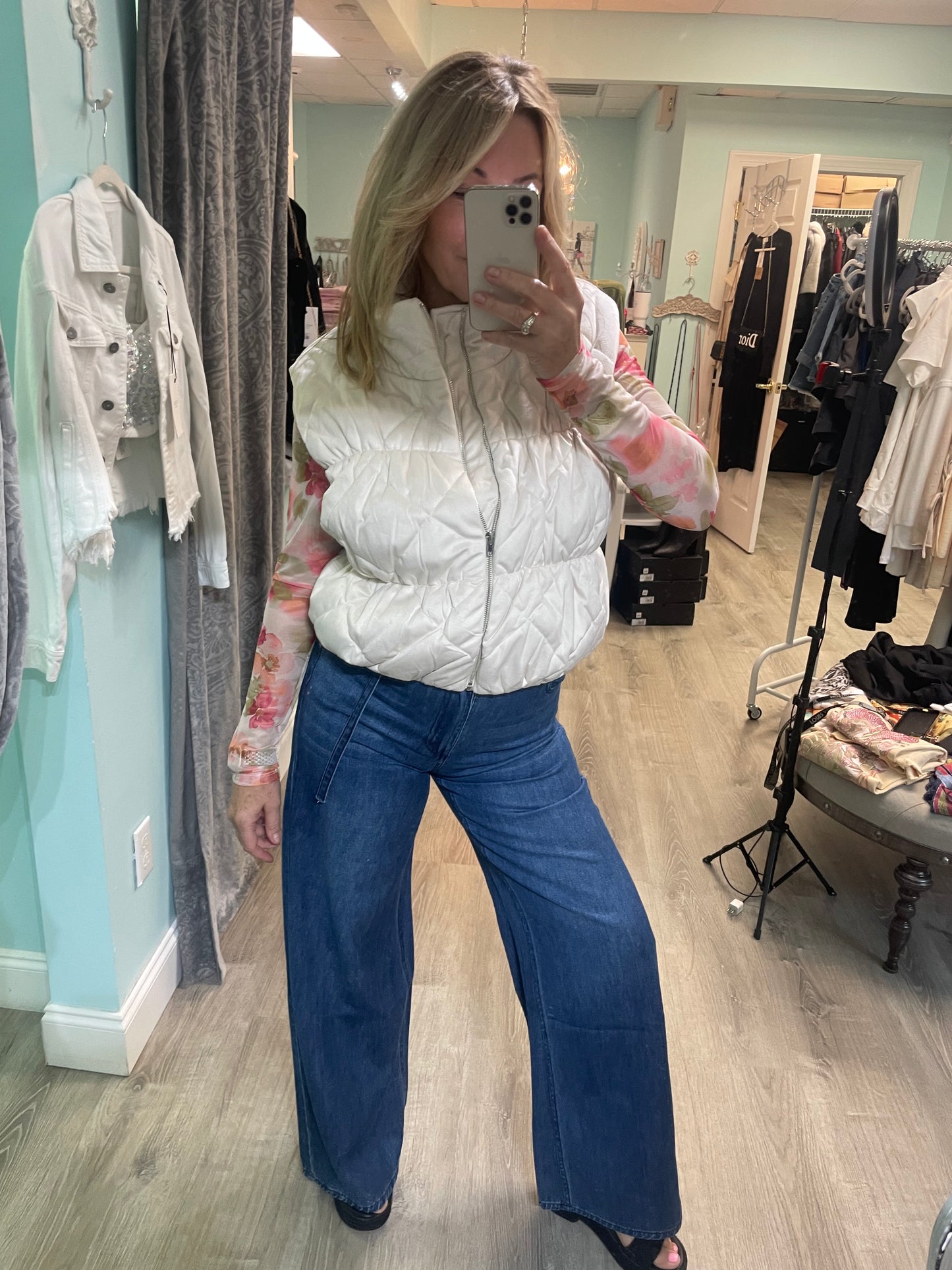 Cream Quilted Vest