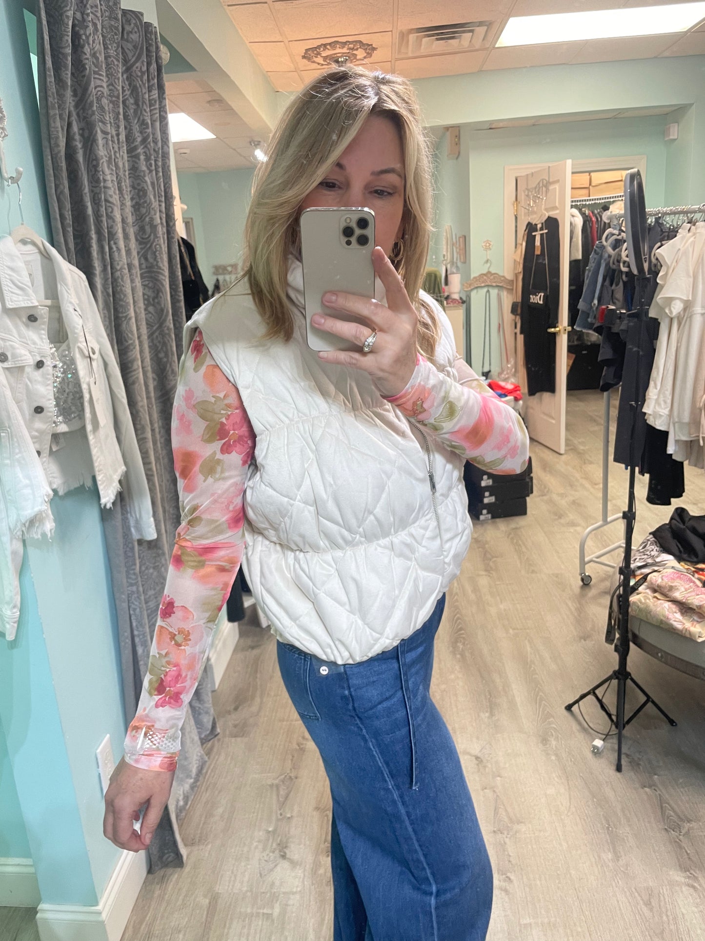 Cream Quilted Vest