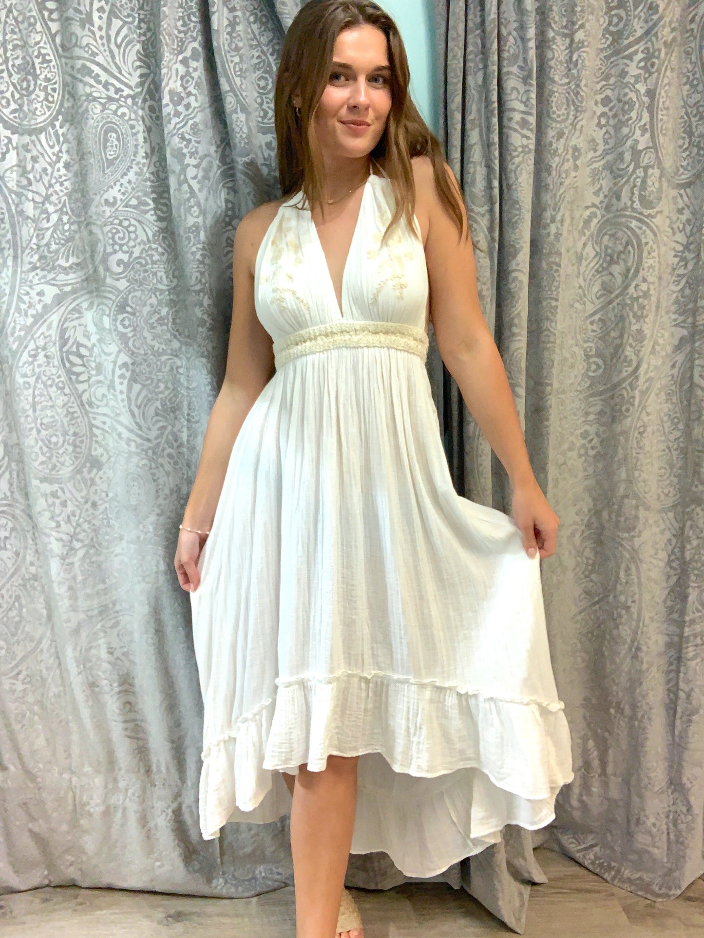 White Halter Dress