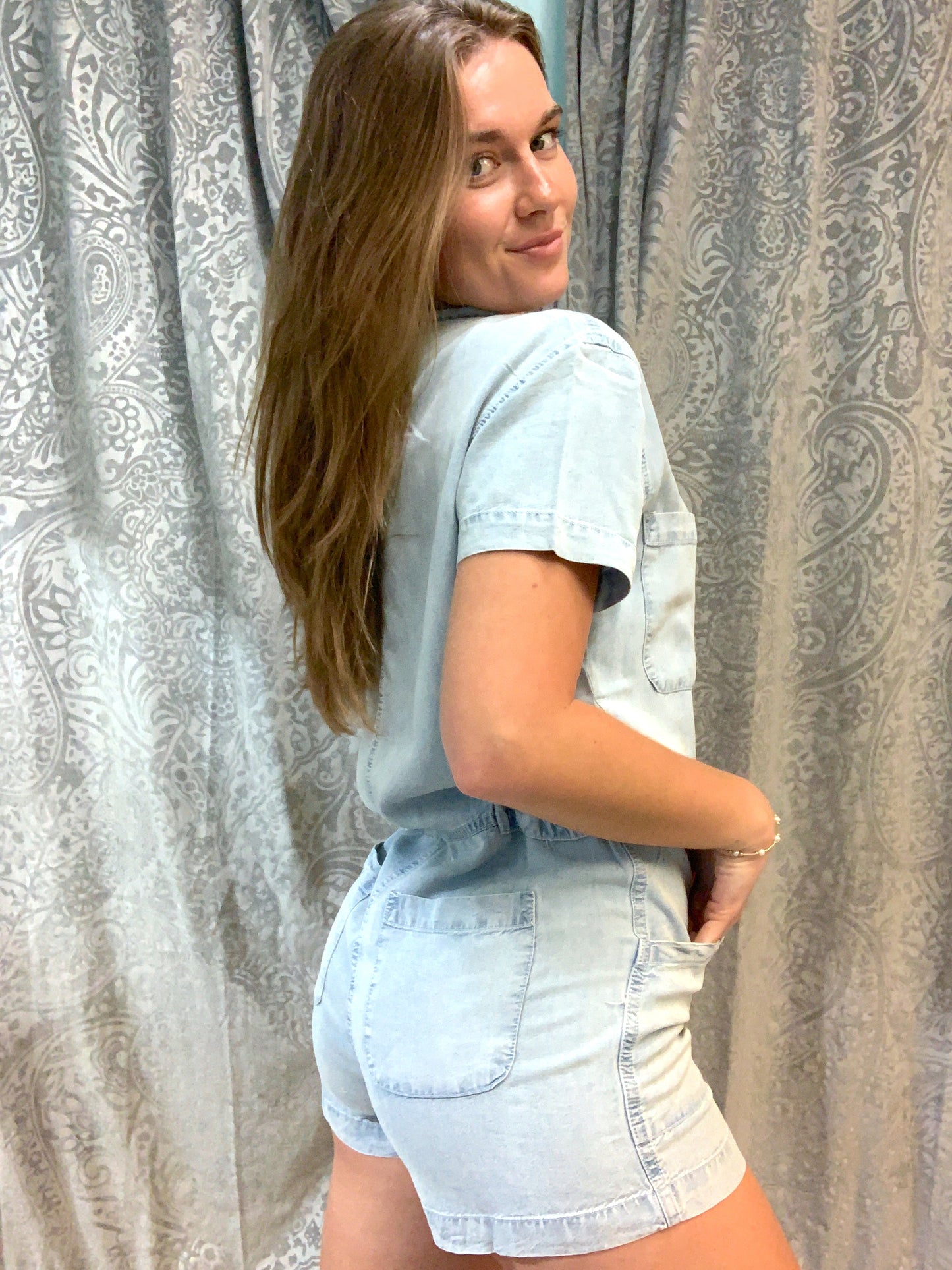 Light Blue Denim Romper