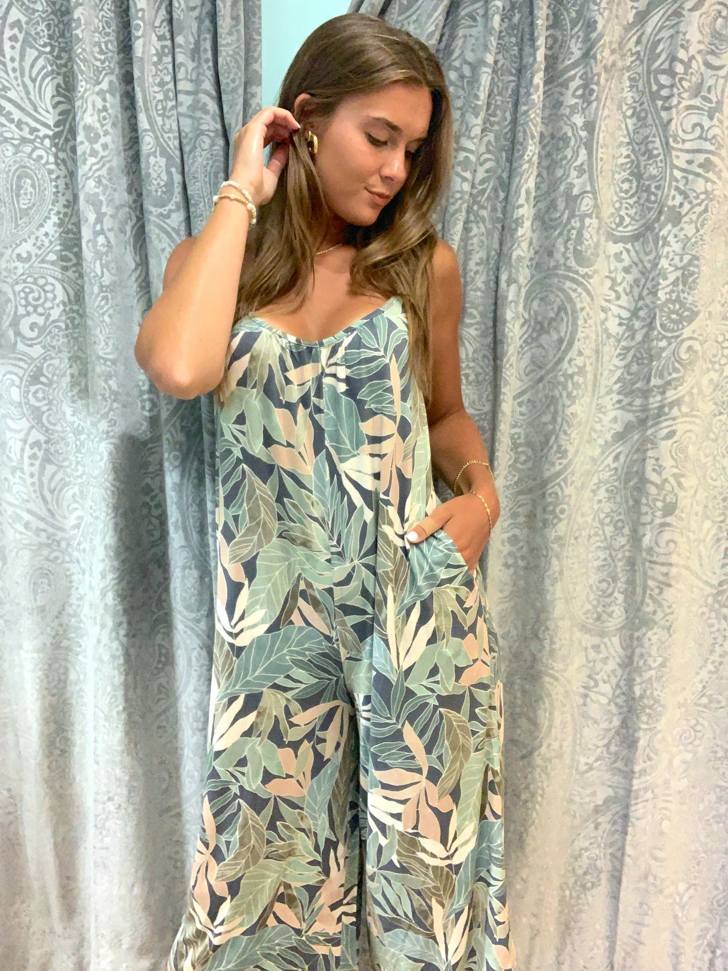 Leaf Flared Jumpsuit