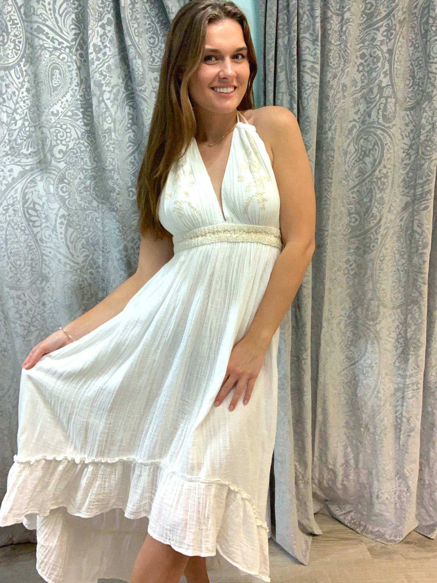 White Halter Dress