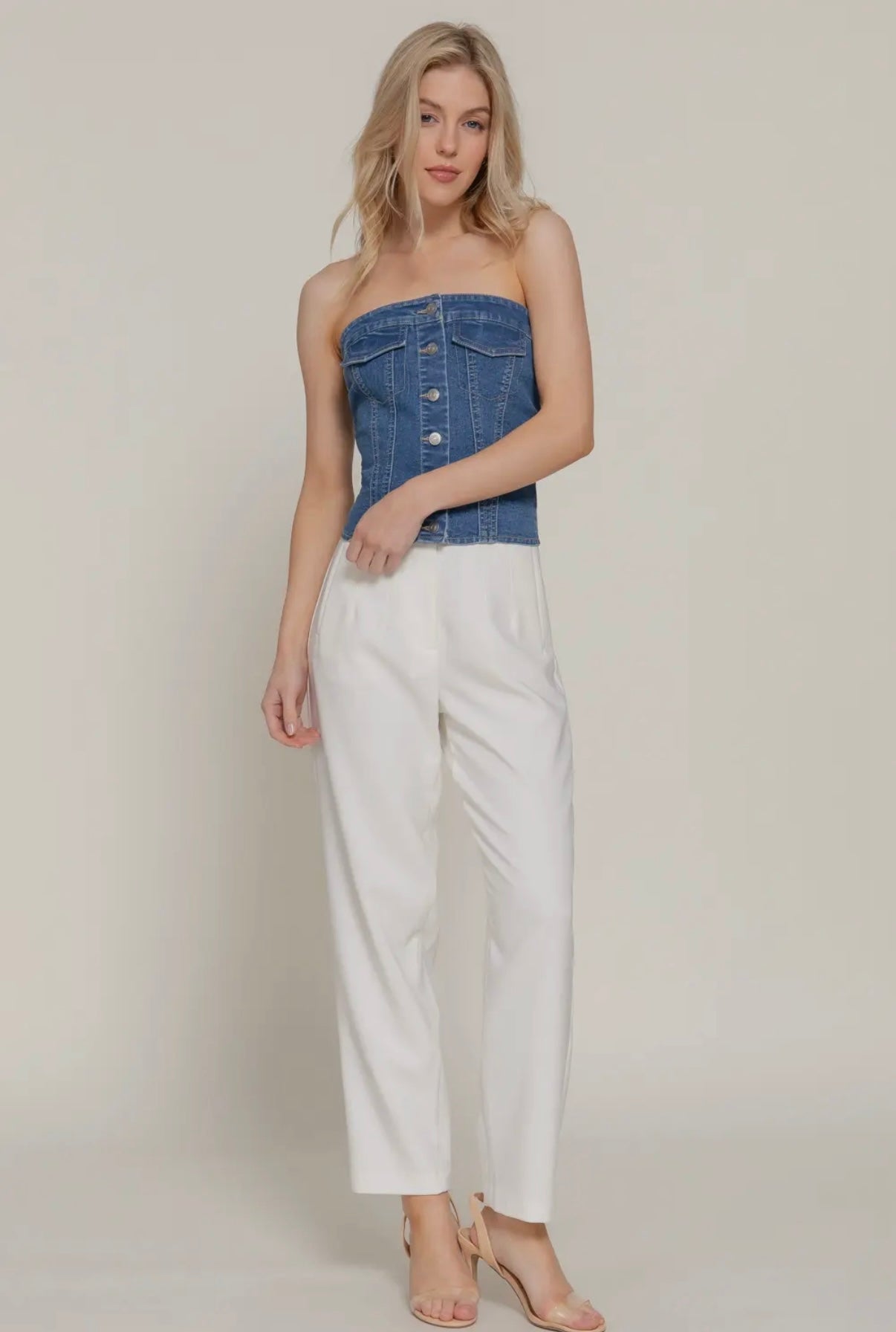 denim strapless top