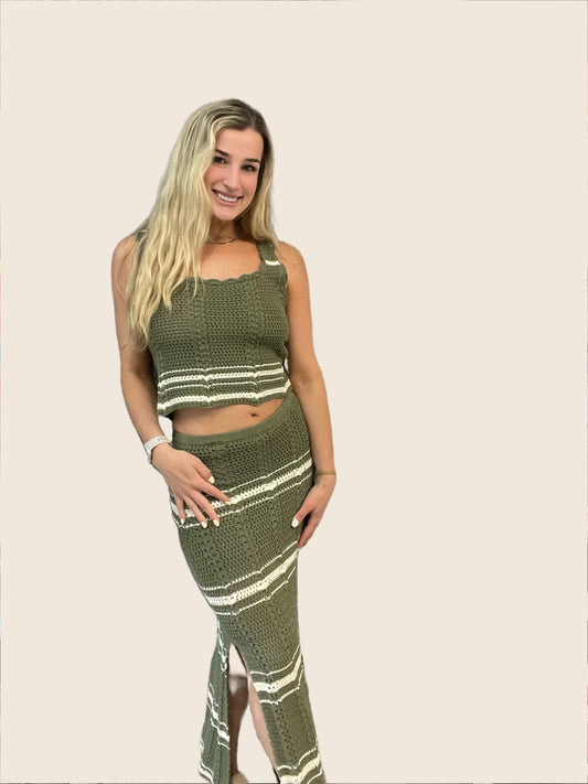 Olive Crochet Tank