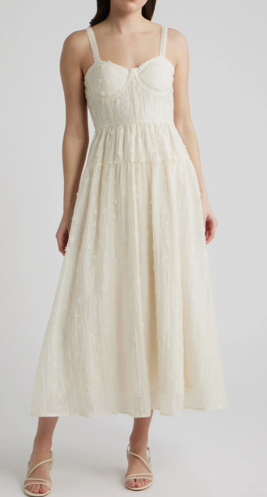 Cream Dress With Flower Details