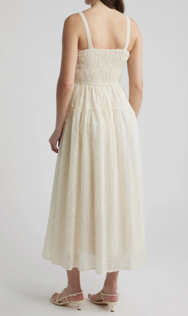 Cream Dress With Flower Details