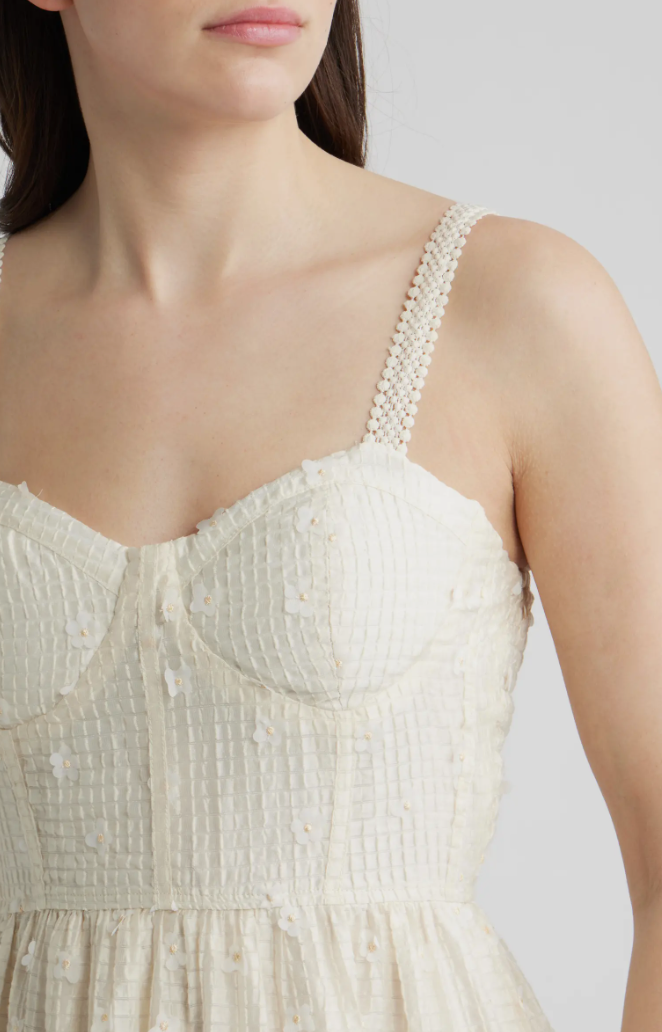 Cream Dress With Flower Details