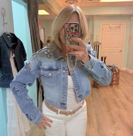 Denim jacket With Pearls